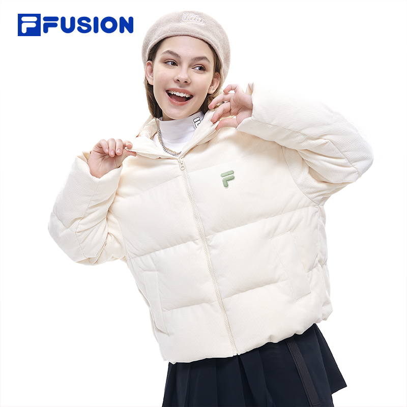 FILA FUSION斐乐潮牌羽绒服女2024春季新款灯芯绒保暖加厚外套女 - 图2