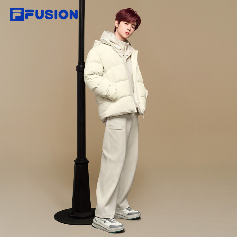 章昊同款FILA FUSION斐乐潮牌羽绒服男2025冬季新款保暖连帽外套 - 图2