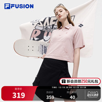 FILA FUSION Fairtide Cards Woman Short Sleeve POLO Shirt 2023 Autumn New Trend Fashion Knitted Blouse