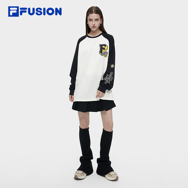 FILA FUSION斐乐潮牌男女同款针织长袖衫2023秋冬款纯棉拼接上衣,淘宝优惠券,粉丝福利购,淘宝优惠卷