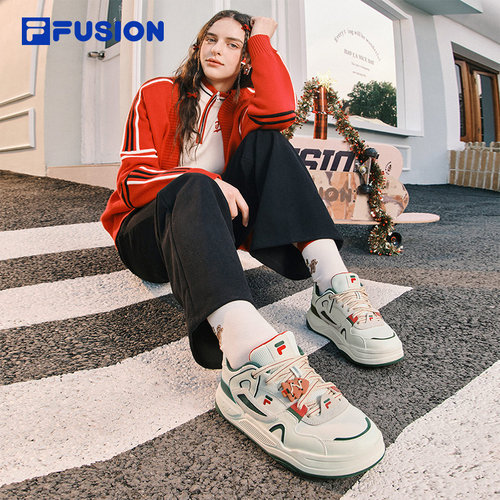 FILA FUSION斐乐潮牌BANK II酷板鞋圣诞配色春秋款女子轻便休闲鞋 - 图2