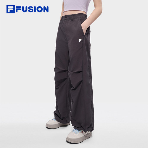 FILA FUSION斐乐梭织长裤女2026夏季新款休闲宽松运动裤阔腿裤子 - 图1