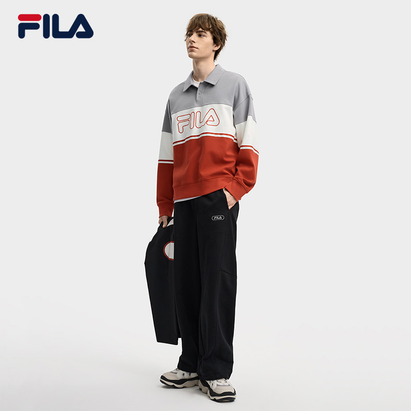 FILA 斐乐官方男子针织长袖POLO衫2025冬季新款休闲拼色纯棉上衣,淘宝优惠券,粉丝福利购,淘宝优惠卷