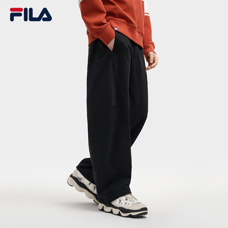 易烊千玺同款FILA 斐乐官方男士针织长裤时尚简约宽松休闲直筒裤,淘宝优惠券,粉丝福利购,淘宝优惠卷