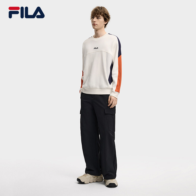 易烊千玺同款FILA斐乐官方男子套头卫衣2025冬新款拼色长袖上衣,淘宝优惠券,粉丝福利购,淘宝优惠卷