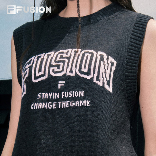 FILA FUSION斐乐潮牌女子编织衫2025秋季新款针织衫背心无袖毛衣 - 图2