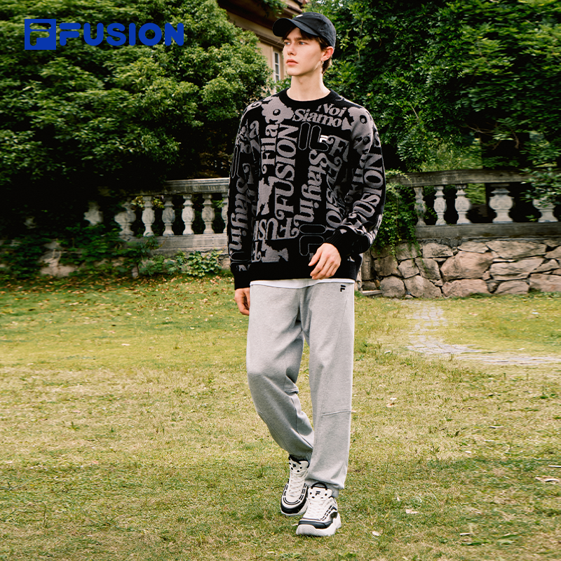 FILA FUSION斐乐潮牌情侣款编织衫女2025冬季新款休闲套头毛衣男,淘宝优惠券,粉丝福利购,淘宝优惠卷