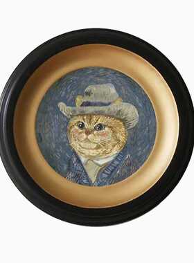 树脂摆件巴洛克客厅圆框装饰画