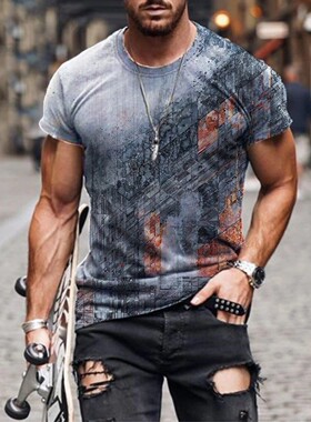 2022 new 3D graphic T-shirt men's fashion casual top shi