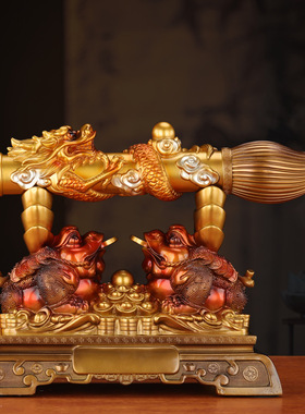 大笔招财摆件金蟾发财笔客厅办公桌面酒柜装饰公司乔迁开业礼品