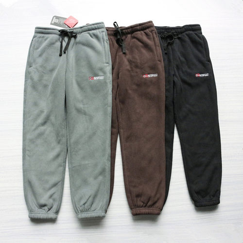 出口挪威特厚加绒卫裤男束脚宽松拉链收口运动裤羊羔绒保暖女长裤 - 图0