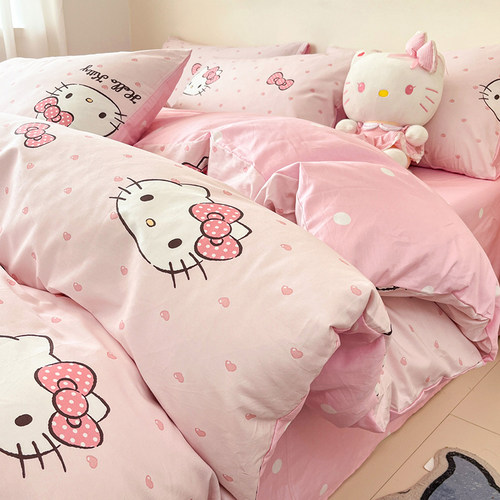 hellokitty全棉四件套100纯棉卡通凯蒂猫床单被套儿童床上三件套4 - 图2