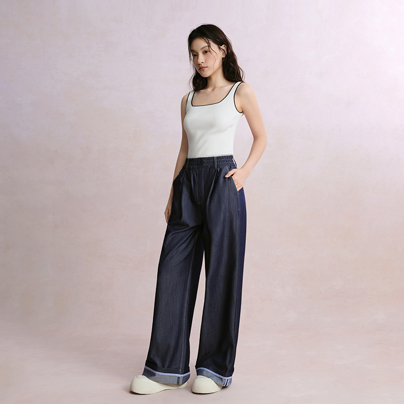 PIT撞色条纹无袖短款修身吊带背心女2025夏U型领内搭外穿打底上衣 - 图2