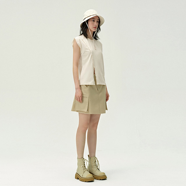 PIT retro solid color asymmetrical A-line workwear skirt for women 2025 summer slimming butt-covering hot girl short skirt