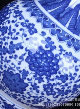 景德镇陶瓷仿古青花瓷花瓶古典中式缠枝莲高脚瓶手工创意工艺品