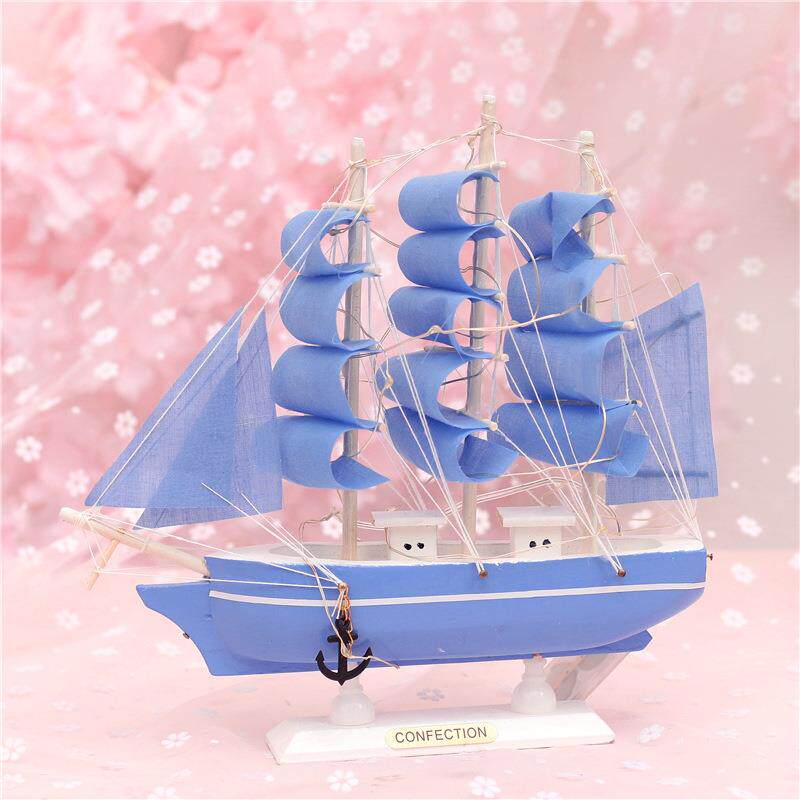 创意新款少女心彩色帆船带灯模型船 素盏工艺船