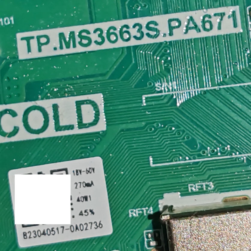 TP.MS3663S.PA671 18--60V 270ma 40w 国外用三合一电视主板测好 - 图3
