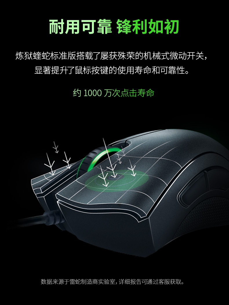 Razer雷蛇炼狱蝰蛇标准版V2X黑色白色电脑有线LOL电竞游戏鼠标宏