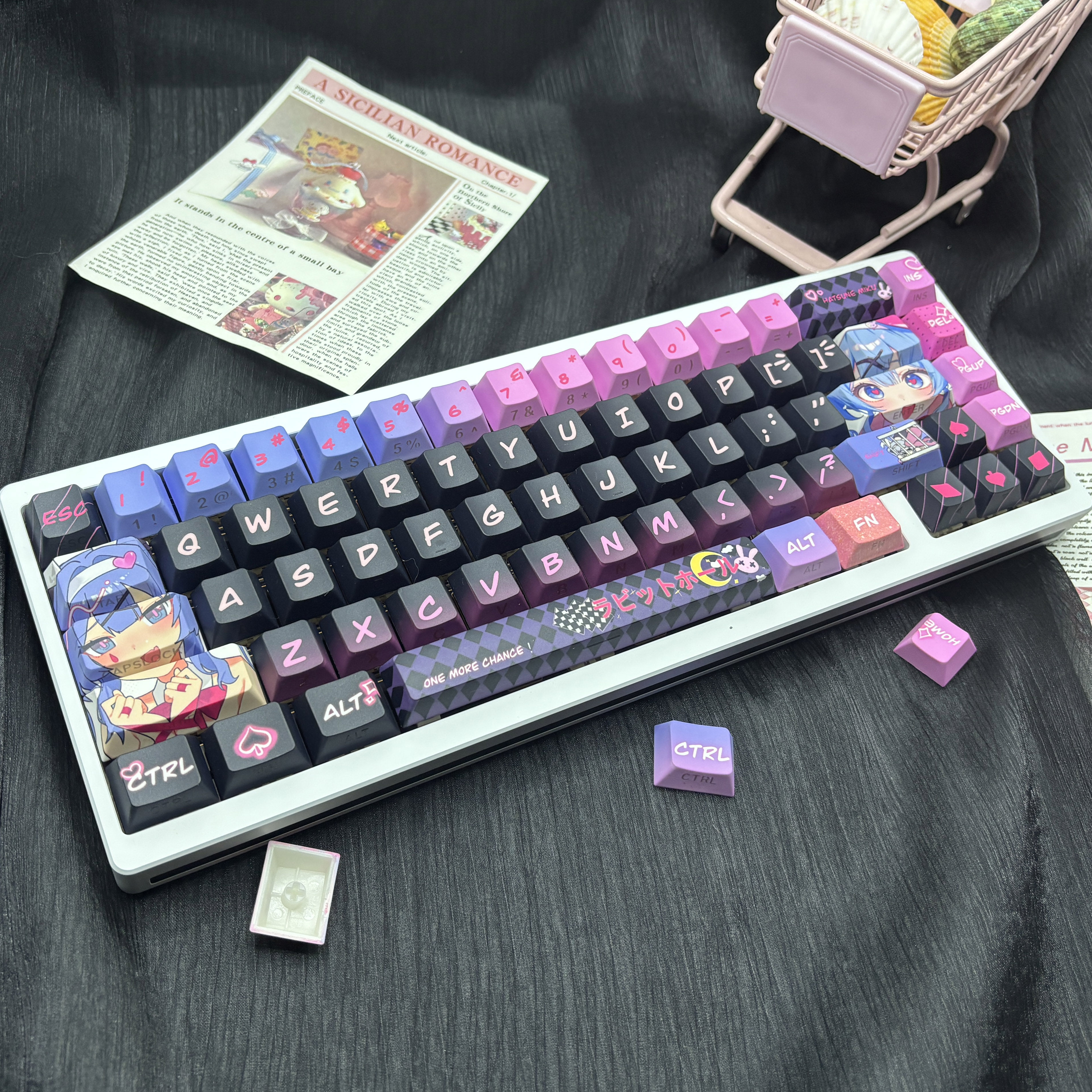 初音未来兔子洞键帽原厂侧刻透光键帽PBT适配60/68磁轴机械键盘,淘宝优惠券,粉丝福利购,淘宝优惠卷