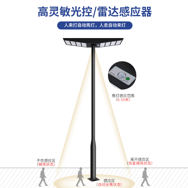 太阳能户外灯一体化家用庭院超亮小区公园别墅景观灯LED高杆路灯