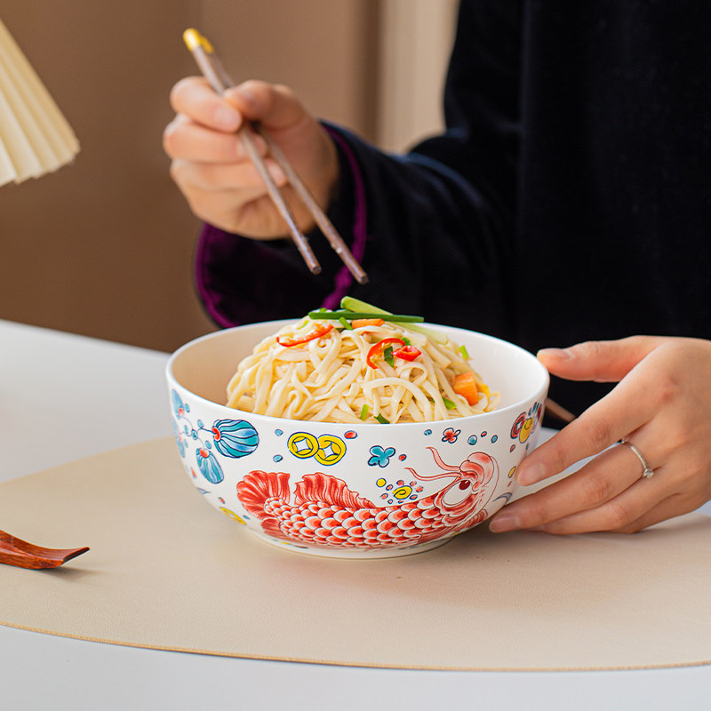 昨明 新国风国潮龙鱼 醒狮 龙 麒麟 高温陶瓷4款大面碗18cm,淘宝优惠券,粉丝福利购,淘宝优惠卷