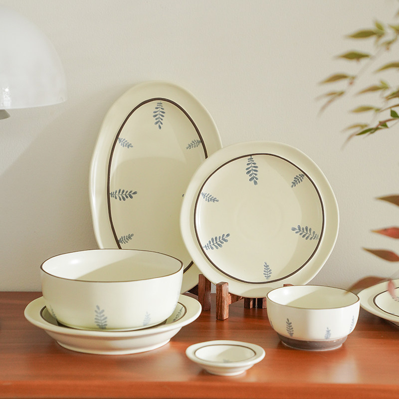 肆月简约菜盘陶瓷深盘精致盘子家用浅盘轻奢意面高级感盘碗碟套装,淘宝优惠券,粉丝福利购,淘宝优惠卷