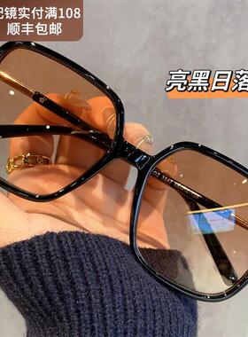韩国大框茶色太阳眼镜男女款方圆新款度数太阳眼镜近视可2026脸抗
