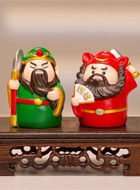 中式国风福喜小神仙办公桌面小摆件树脂工艺品神仙摆件五路财神爷