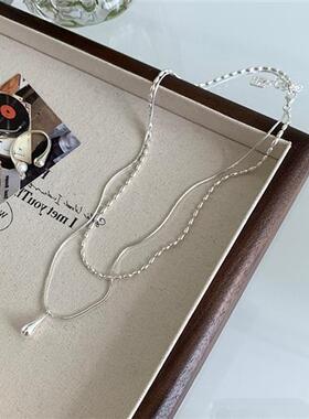 双层豆子金属项链女设计感小众复古个性简约百搭气质颈链锁骨链