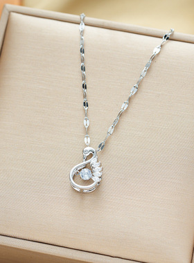 韩版热卖镶钻灵动天鹅跳动的心钛钢项链女时尚轻奢锁百搭骨链饰品