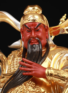 骏澜斋铜关公财神像武财神家居摆件伽蓝韦陀菩萨金彩镶宝佛像