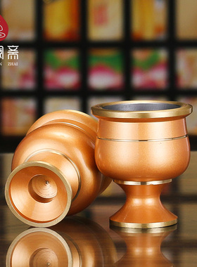 纯铜双色佛前关公财神摆件供杯