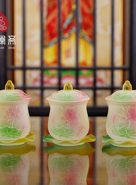 水琉璃佛具用品大全供具供佛家用花瓶佛前供水杯香薰炉供果盘供奉