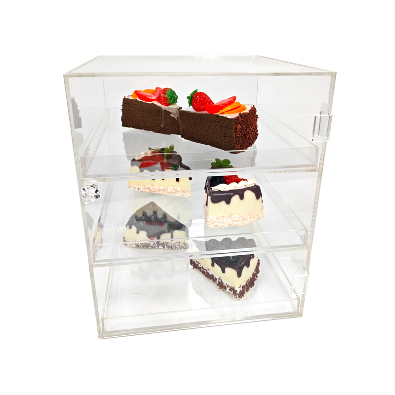 透明亚克力蛋糕多层展示柜防尘带抽屉收纳柜甜点烘培坊糕点架子 - 图3