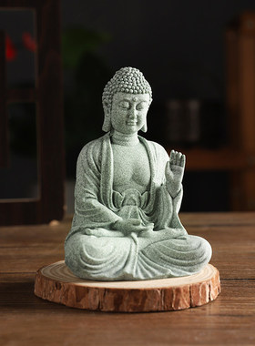 景德镇青砂石佛像摆件微景观鱼缸造景假山盆景客厅禅意茶桌面石头
