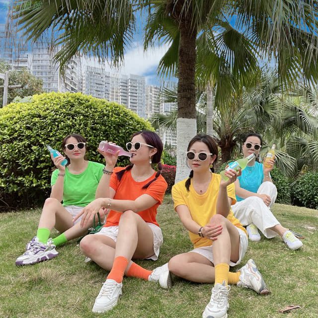Summer bestie and sister outfits pure cotton-sleeved group shirts for women