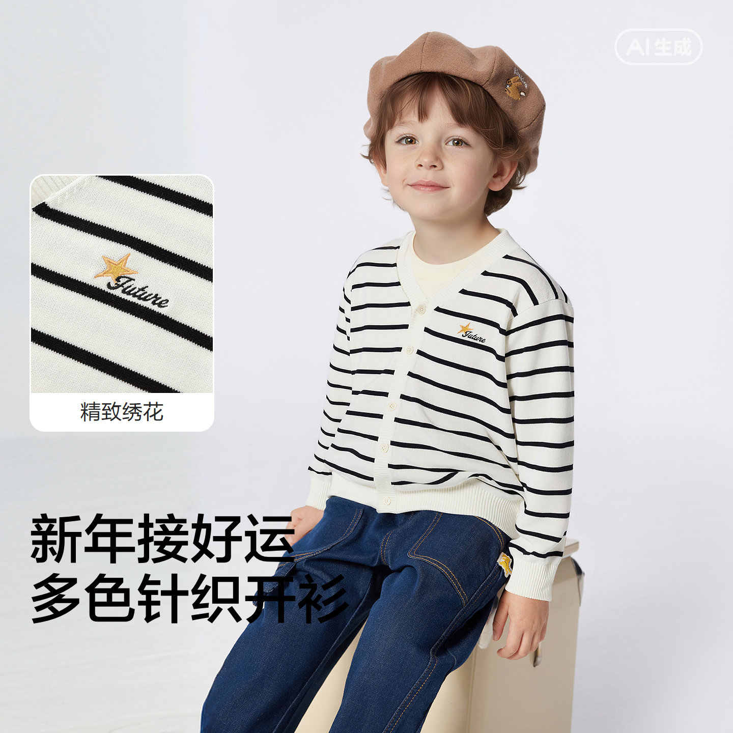 【balaOne】巴拉巴拉童装儿童毛衣男女童2025新款春秋V领针织开衫,淘宝优惠券,粉丝福利购,淘宝优惠卷