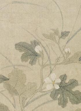 元钱选秋瓜图古代花鸟画卷轴文人国画字画复制品仿古画中式挂画