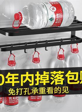 卫生间毛巾架免打孔置物架一体浴室架子厕所壁挂不锈钢黑色浴巾架