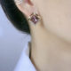 Diamond Purple Crystal Stud Earrings Sterling Silver Needle Exquisite Earrings
