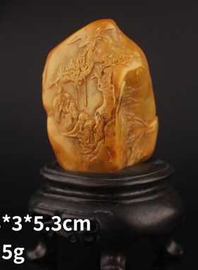 田黄石山水风景文玩手工艺术品