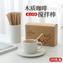 Independent loaded wooden coffee stirring stick disposable milk tea long handle wood stirring stick wood stick hot drinking tea drink