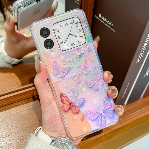 适用华为novaflips手机壳油画蝴蝶花朵新款Nova FlipS小折叠屏超薄外壳nova flip简约手提链女软胶防摔保护套 - 图2