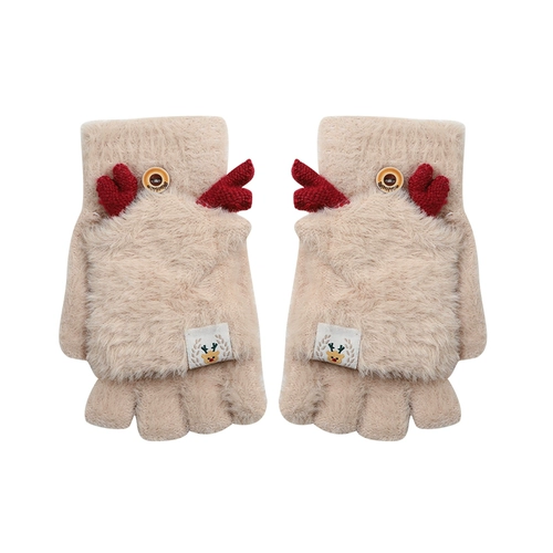 Детские рождественские утепленные перчатки для мальчиков для девочек, без пальцев