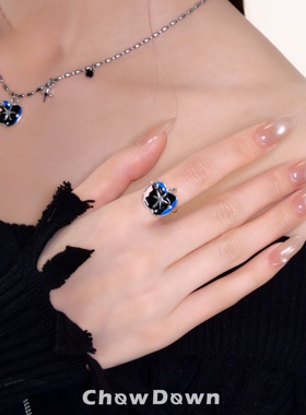 CHOWDOWN蓝黑苹果可调节戒指