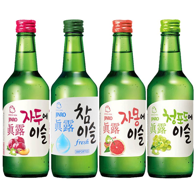 韩国进口真露烧酒360ml*4瓶真露青葡萄味女生甜酒非清酒 韩国烧酒 - 图3