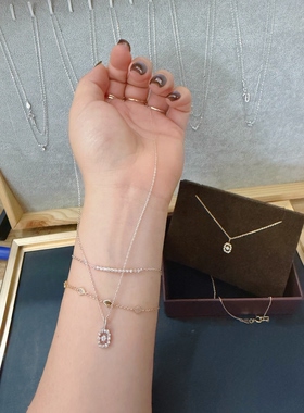 日系圣诞限定雪花锆石锁骨链项链百搭叠戴闪耀玫瑰花窗项链女