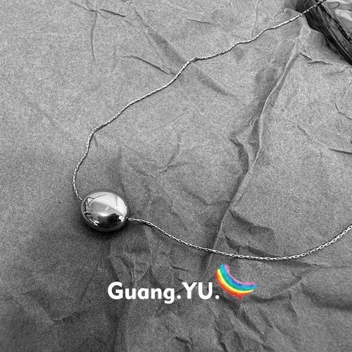 GuangYu小银豆极简细项链男女冷淡风吊坠小众气质锁骨链钛钢配饰 - 图2