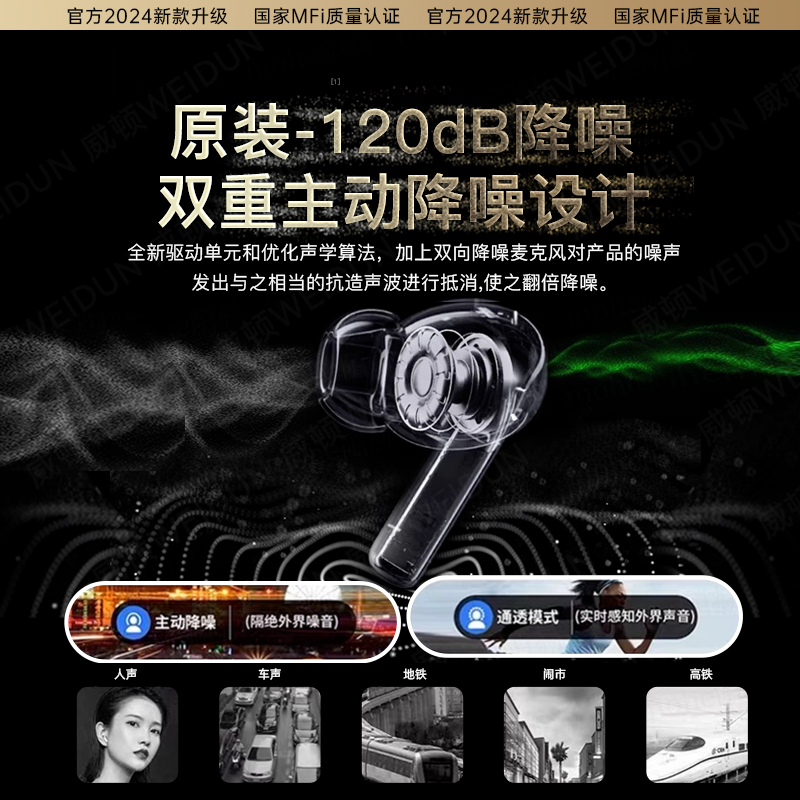 【2024新款】华强北蓝牙耳机无线降噪正品五代适用iphone苹果pro2 - 图1