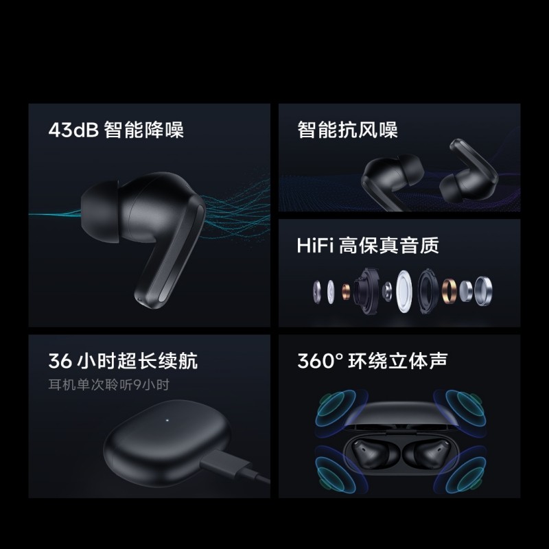 小米Redmi Buds4Pro红米真无线蓝牙耳机智能降噪HiFi音质运动耳机 - 图1